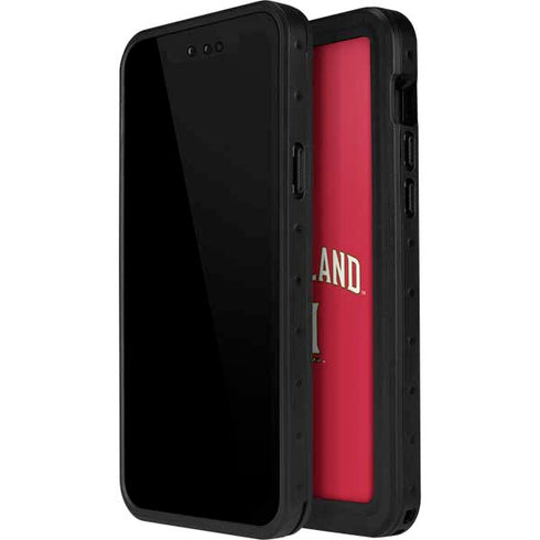University of Maryland Collegiate Text Red iPhone 15 Plus Waterproof Case